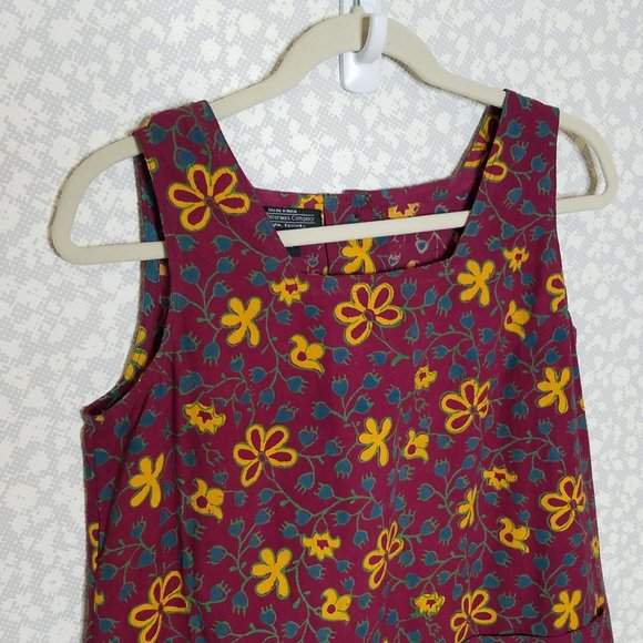 Vtg J. Peterman Company Hand Painted Floral Shift Dress - Picture 4 of 16